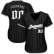 Women's Custom Black Gray Pinstripe White-Gray Authentic Baseball Jersey